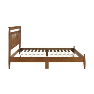 Lexicon Bed Frame with Headboard, Mid Century Modern Bed Frame with Spindle Headboard, Wood Platform Bed Frame Mattress Foundation No Box Spring Needed, Queen Bed, Caramel