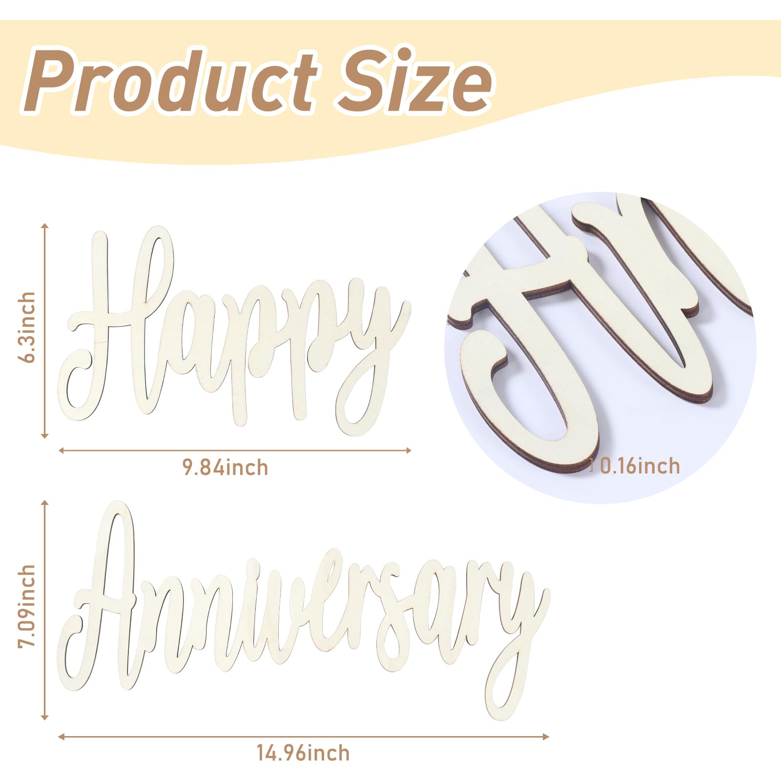 Happy Anniversary Banner Decorations- Wooden Happy Anniversary Sign for Party Decor Backdrop, Men Women 50th Birthday Decoration, 20th/25th/50th Wedding Anniversary Decoration