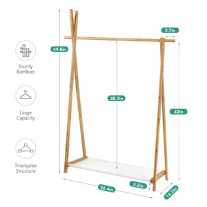 Jotsport Bamboo Kids Dress Up Rack Foldable Kids Clothing Rack with Farbic Storage Small Open Wardorbe Closet for Play Room, Nursery, Baby Shower