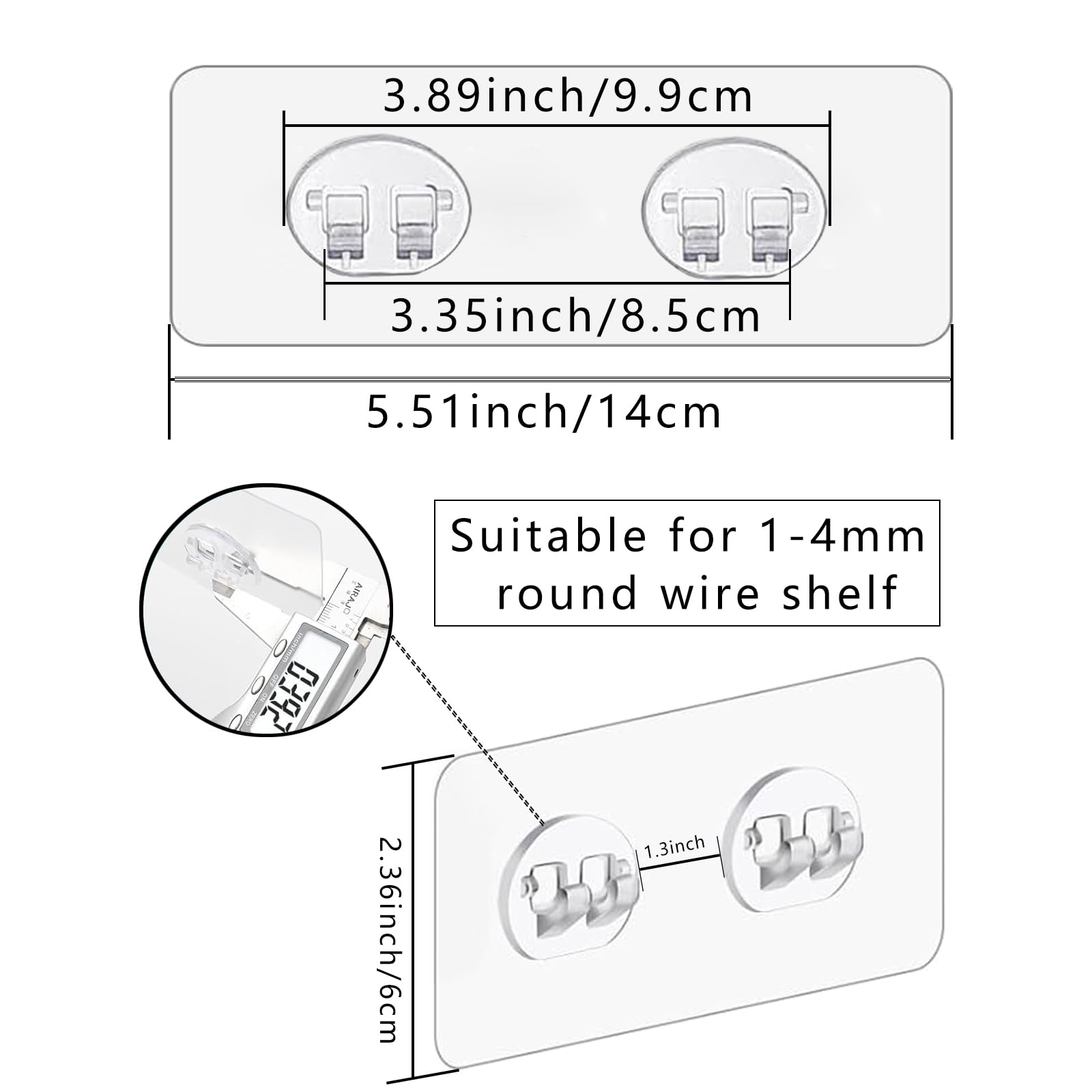 CIFIRRET 12 Pcs Shower Caddie Adhesive Replacement, no Drilling Strong Transparent Adhesive, Adhesive Hook for soap Rack, Towel Rack, Bathroom Storage Rack and Kitchen Rack