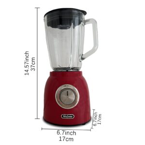 MoJone Powerful Kitchen blender, Ice Crusher Mixer, 1.5LG 50oz Glass Jar, 6 pieces 304 stainless steel blades,21000RPM high speed,ABS Body safely blending with longer lifespan (red)