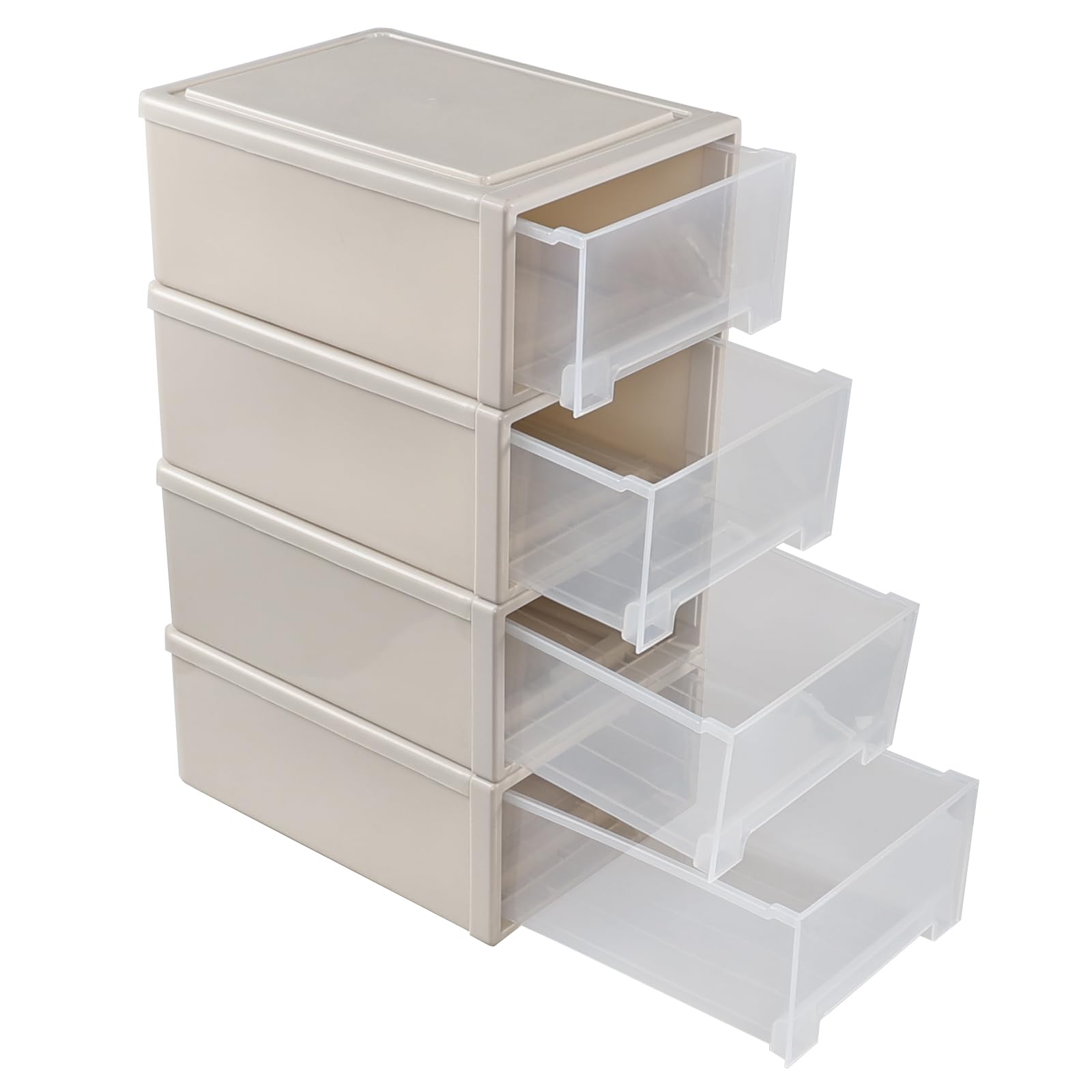 Ysmiltion Large Stackable Storage Drawers, 18 Quart Plastic Stacking Drawer Units, 4 Packs