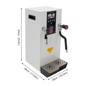 Commercial Milk Frother,110V 3000W Electric Steam Milk Frothing Machine Espresso Coffee Milk Foam Machine,Steam Water Boiling Machine for Cafe Coffee Tea Shop,Milk Frother 8L,with LCD Display,White