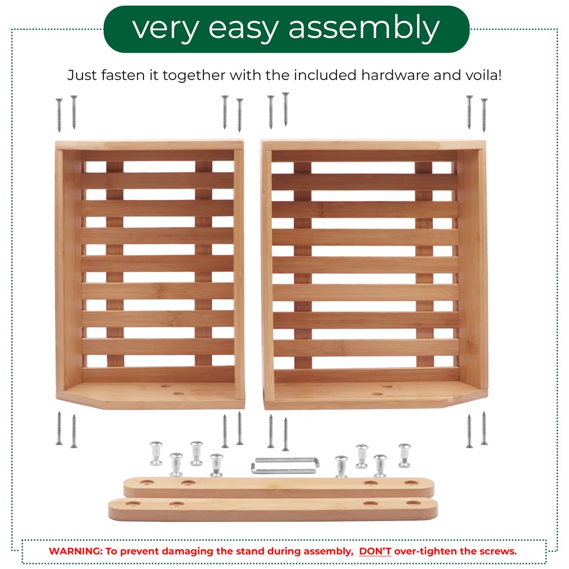 PALM NAKI® Bamboo Fruit Basket 2-Tier - Sturdy & Attractive Space-Saving Fruit Stand Design, Easy Assembly, Enhanced Air Circulation, Fruit Storage (Natural Bamboo)