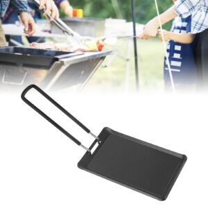 Grill Pan, Portable Griddle Pan Iron Stove Top Camping Pan Mini Square Griddle Pan with Detachable Handle for Outdoor 5.1x3.3x0.1in