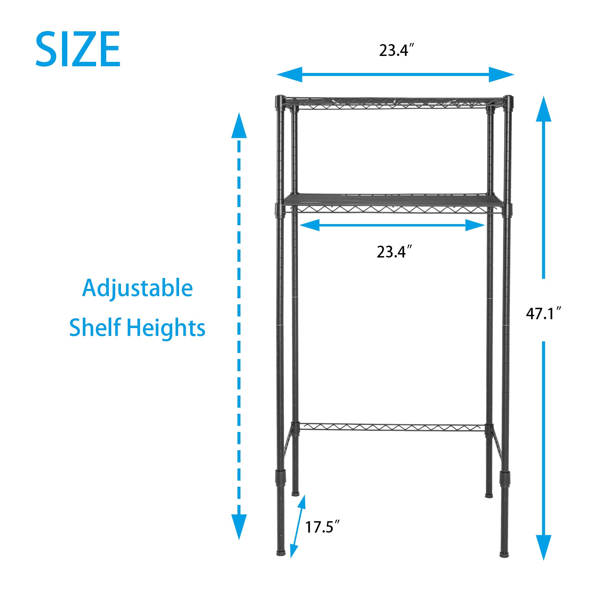 Zvyteay Mini Fridge Shelf Adjustable Height Storage Shelf Metal Storage Rack Mini Fridge and Microwave Stand for Dorm, Kitchen, Office, Black