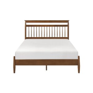 Lexicon Bed Frame with Headboard, Mid Century Modern Bed Frame with Spindle Headboard, Wood Platform Bed Frame Mattress Foundation No Box Spring Needed, Queen Bed, Caramel