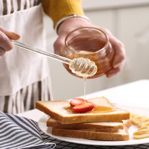 Transparent 6" Glass Honey Dipper Sticks Stirring Sticks Server Honey Spoon Dipper Stirrer Honey Wand for Honey Pot Jar Containers Honey Dispense Drizzle, Clear Asparagus Servers Flatware