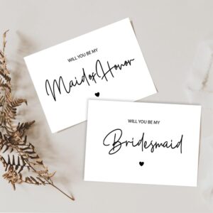 PartyGifts&beyond 10 Pcs Bridesmaid Card Will You Be My Bridesmaid Card Bridesmaid Proposal Card,8 Bridesmaid Card 1 Maid of Honor Card 1 Matron of Honor Card with 10 Envelopes(White)