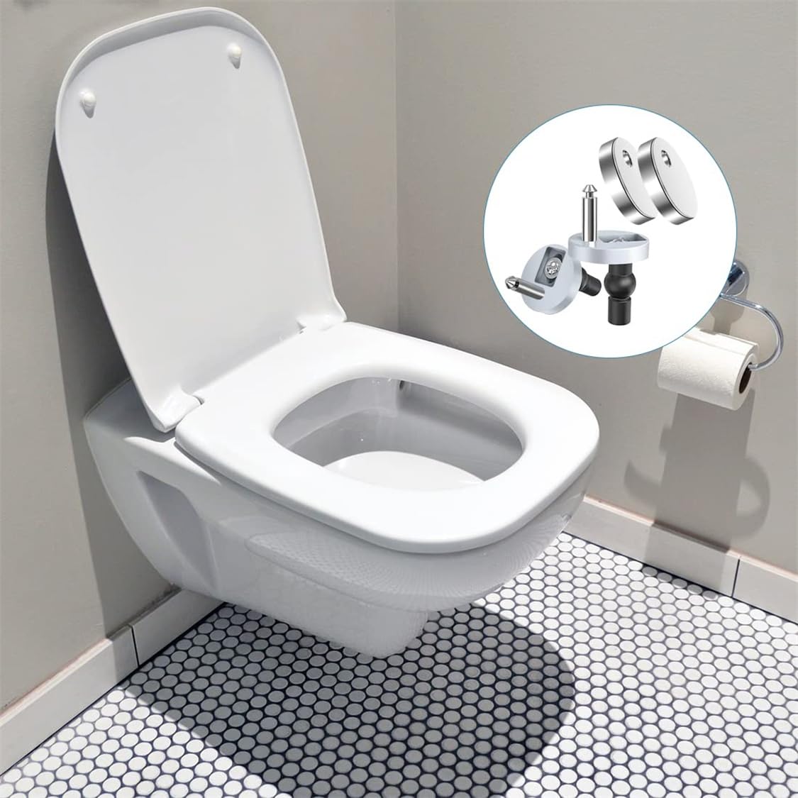 Toilet Seat Hinge Bolts Kit Quick Release Top Hinge Fixings Expanding Rubber Toilet Seat Replacement Parts for Home Bathroom 2 Pcs