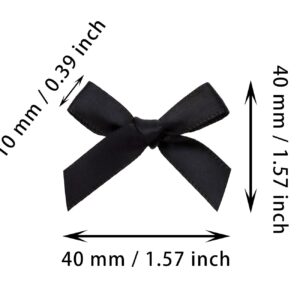 Tupalizy Ribbon Bows Mini Satin Fabric Bows Flowers for DIY Craft Sewing Scrapbooking Wedding Christmas Party Favors Bakery Treat Gift Box Decoration Packaging, 40x40x10mm, 50PCS (Black)