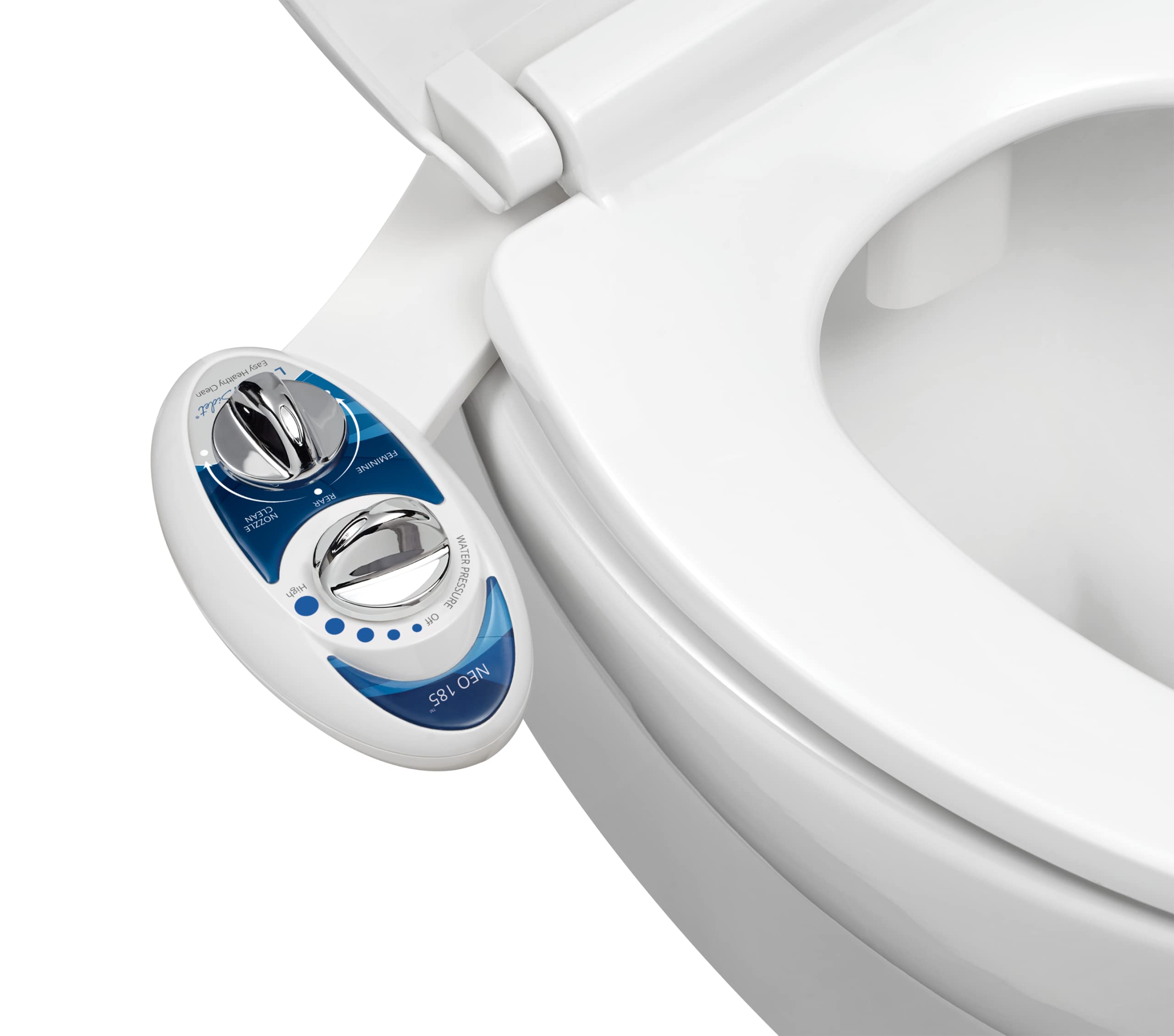 Bio Bidet by Bemis SlimEdge 2-Pack of Freshwater Attachments, White, Non-Electric & LUXE Bidet NEO 185 - Self-Cleaning, Dual Nozzle, Non-Electric Bidet Attachment for Toilet Seat, Adjustable