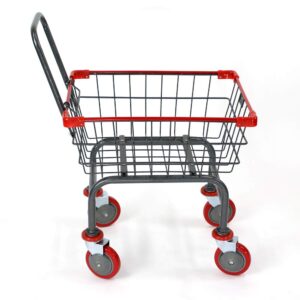 CHAMINUSA U HANDDLE Grocery & Laundry CART 1.5 Bushel (Gunpowder Metal) Red, Blue Trim (Red)