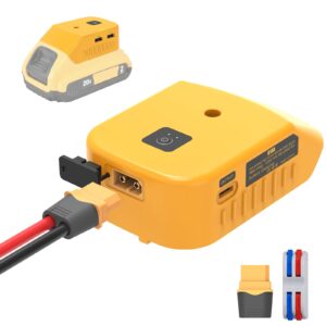 azocek multi-functional usb charger adapter & 20v battery adapter for dewalt 20v battery, with 2 usb ports & 1 type-c fast charging ports, with dc xt60 port for diy(1-pack)