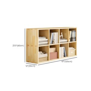 LITFAD Solid Wood Cube Bookcase with Storage Shelves and Closed Back Modern Floor Bookshelf in Natural for Home Office Study Room Library - 47.2" L x 11.8" W x 23.6" H