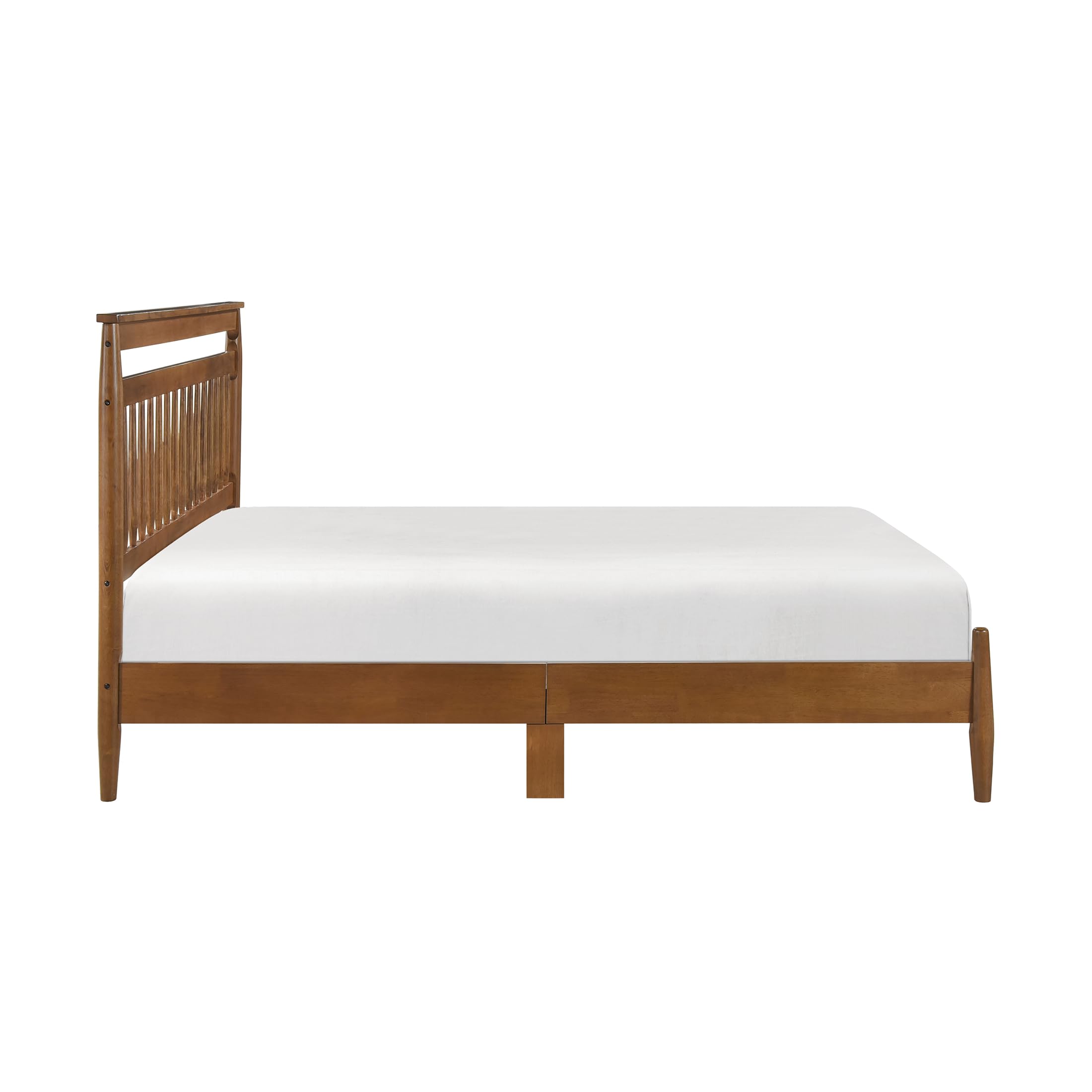 Lexicon Bed Frame with Headboard, Mid Century Modern Bed Frame with Spindle Headboard, Wood Platform Bed Frame Mattress Foundation No Box Spring Needed, Queen Bed, Caramel