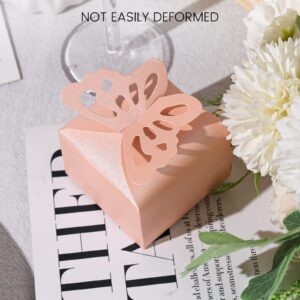 VGOODALL 50PCS Small Favor Boxes Pink, 3D Butterfly Candy Boxes Pink Baby Shower Favor Boxes for Wedding Birthday Party Gift Treat Box