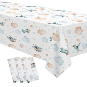 hipvvild airplane party decorations tablecloth - disposable airplane birthday party supplies tablecover, airplane theme birthday baby shower decorations table cloth - 3 pack (54in x 108in)