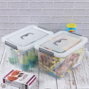 Xeabia 12 Quart Clear Storage Latch Box with Handles, Plastic Organizing Bin with Lid, 6 Packs