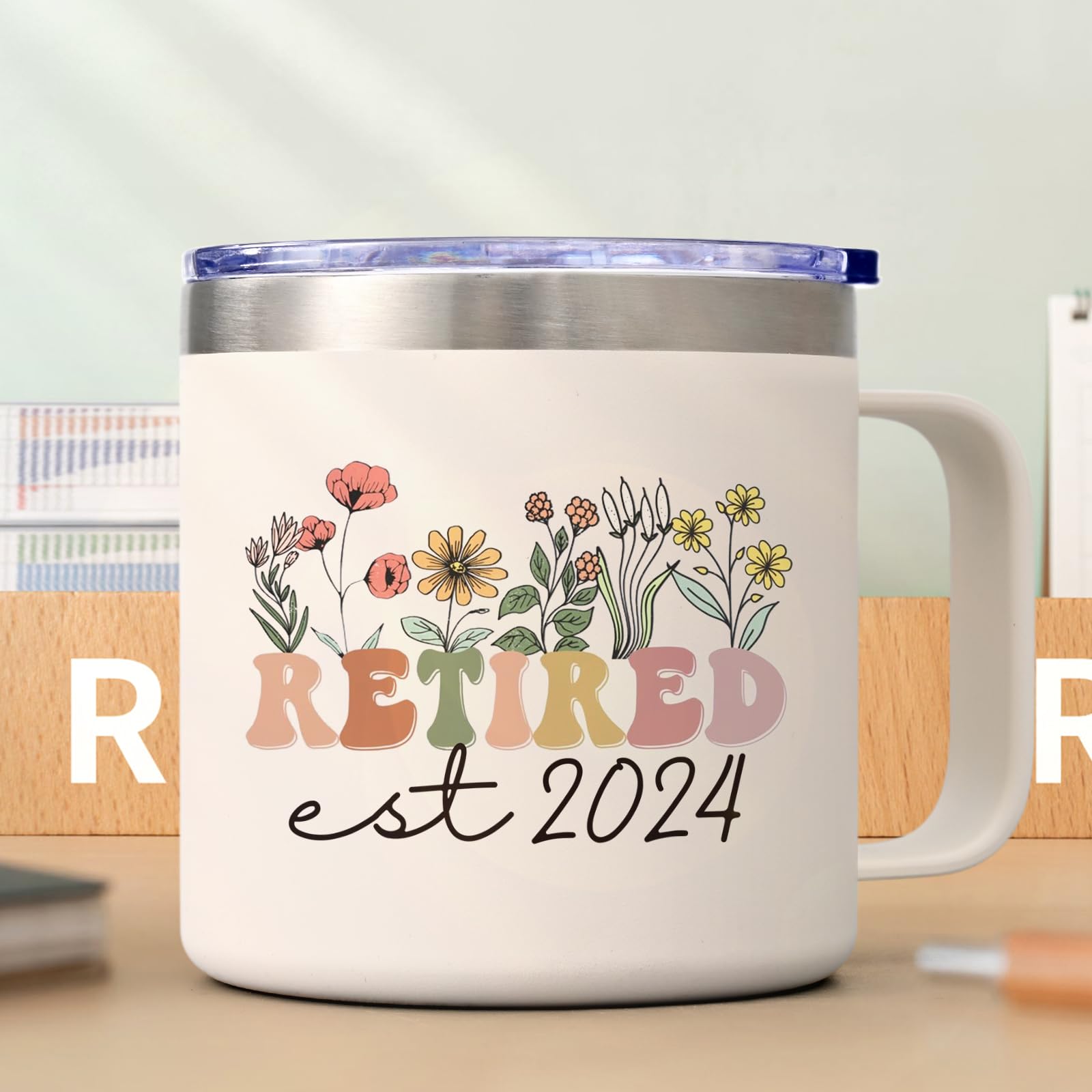 Lifecapido Retirement Gift for Woman, Retirement Gifts for Women 2024, Retirement Insulated Coffee Mug, Retired Gifts Birthday Christmas Gifts for Teacher Nurse Coworkers Grandma (14oz, Creamy White)