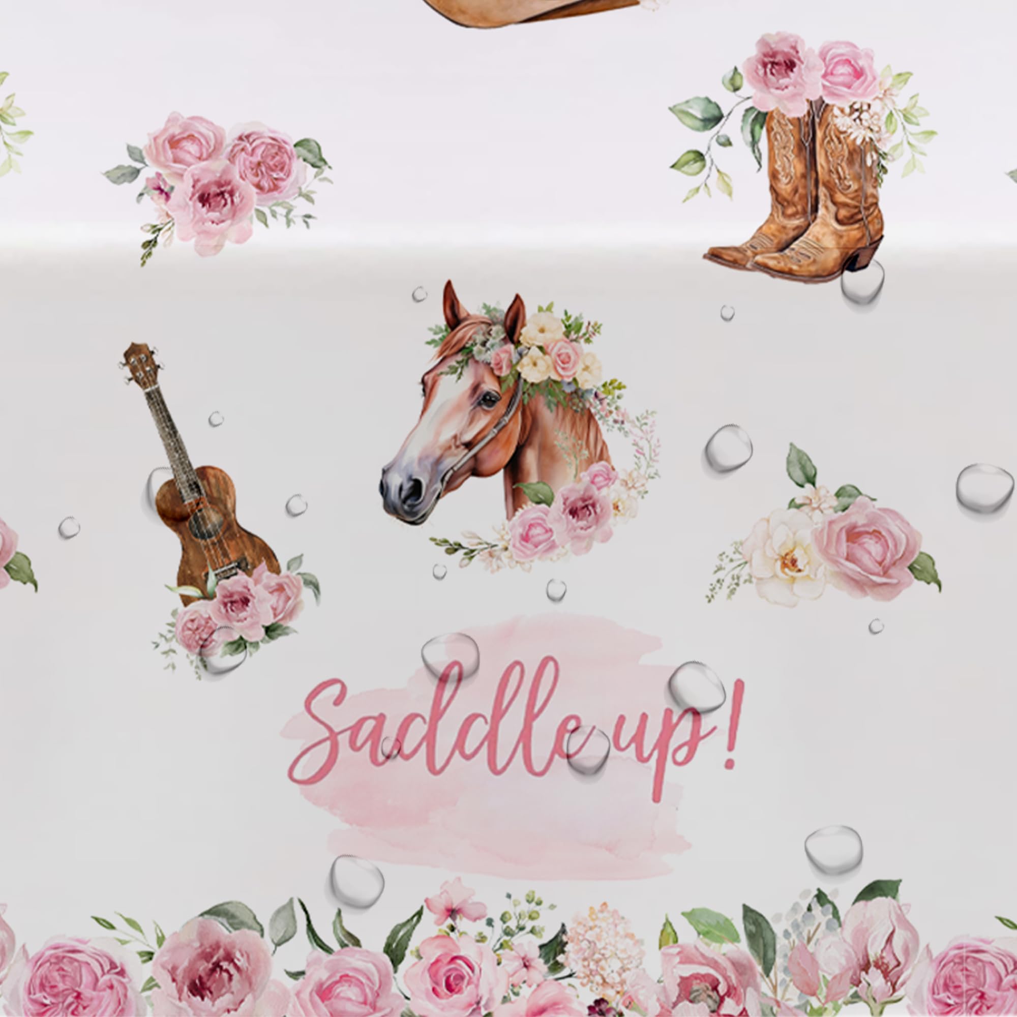 HIPVVILD Cowgirl Party Decorations Tablecloth - Horse Saddle Up Western Party Supplies Tablecover, Disposable Wild West Cowgirl Birthday Baby Shower Decorations Table Cloth - 3 Pack (54in x 108in)