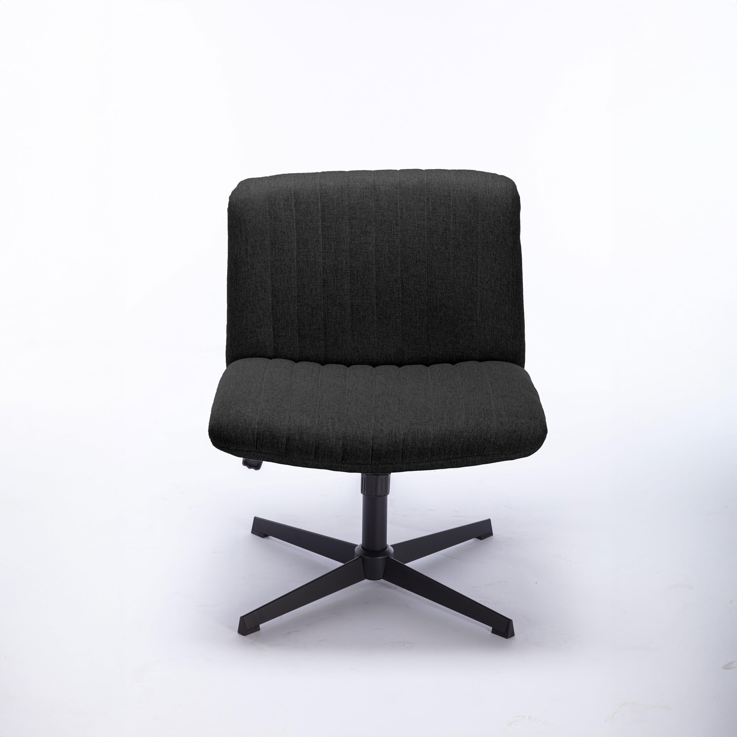 Criss Cross Desk Chair No Wheels, Fabric Padded Armless Wide Seat, Office Chair with Ergonomic Backrest, Chair for Office, Home, Make Up,Small Space, Bed Room