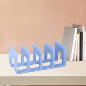 Generic Acrylic Bookends Bookshelf Dividers Office Supplies Four Frames Book Stand Wardrobe Divider Shelf for Bookshelf Magazines, Blue, 32.5cmx14.5cmx13cm