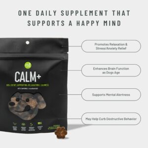 Get Joy Calm+ Stress Support Dog Supplement Chews, 90 Soft Chews, Chicken Flavor, Supports Sleep & Relaxation, with Chamomile & Valerian Root, PhD Animal Nutritionist Formulated, Produced in USA