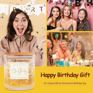 Birthday Gifts for Women-11oz Vanilla Scented Candle with Golden Glitter, Unique Birthday Gifts for Friends, Bestie, Mom, Sister, Coworker Happy Birthday Candle