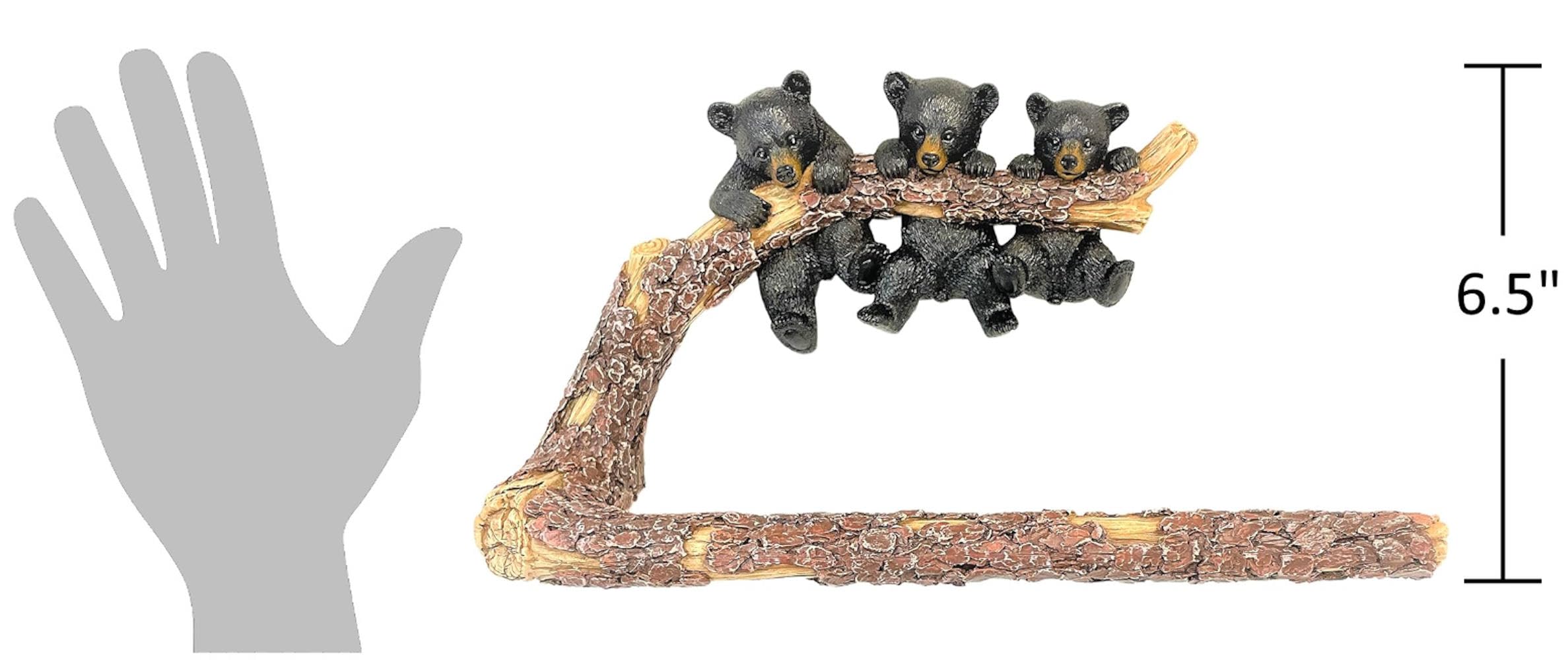 The Bridge Collection 11.2" Hanging Black Bears Towel Holder - Black Bear Kitchen Items - Paper Towel Holder for Cabin, Lodge, or Mountain Decor - Black Bear Toilet Paper Holder