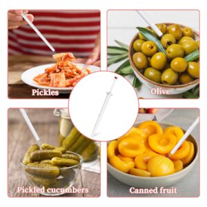 BELEFU 1 Pcs Pickle Grabber Tool Stainless Steel and Plastic, 7.87 Inch Olive Pepper Pickle Picker, Deluxe Pickle Pincher, Retractable Pickle Fork Claw for Jar Kitchen Food White