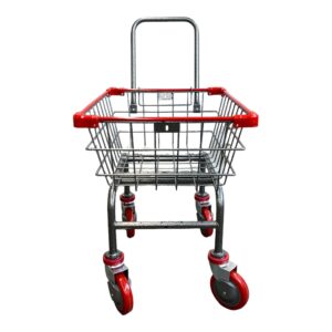 CHAMINUSA U HANDDLE Grocery & Laundry CART 1.5 Bushel (Gunpowder Metal) Red, Blue Trim (Red)