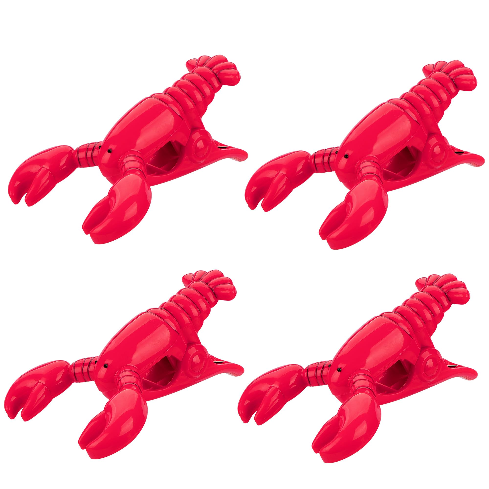 CAIRIAC Beach Towel Clips for Beach Chairs, Lobster Beach Chair Clips for Towels, Clothes Pins Plastic Clips, Towel Clips for Beach, Pool, Cruise Ship, Boat (4 Pcs, Red)