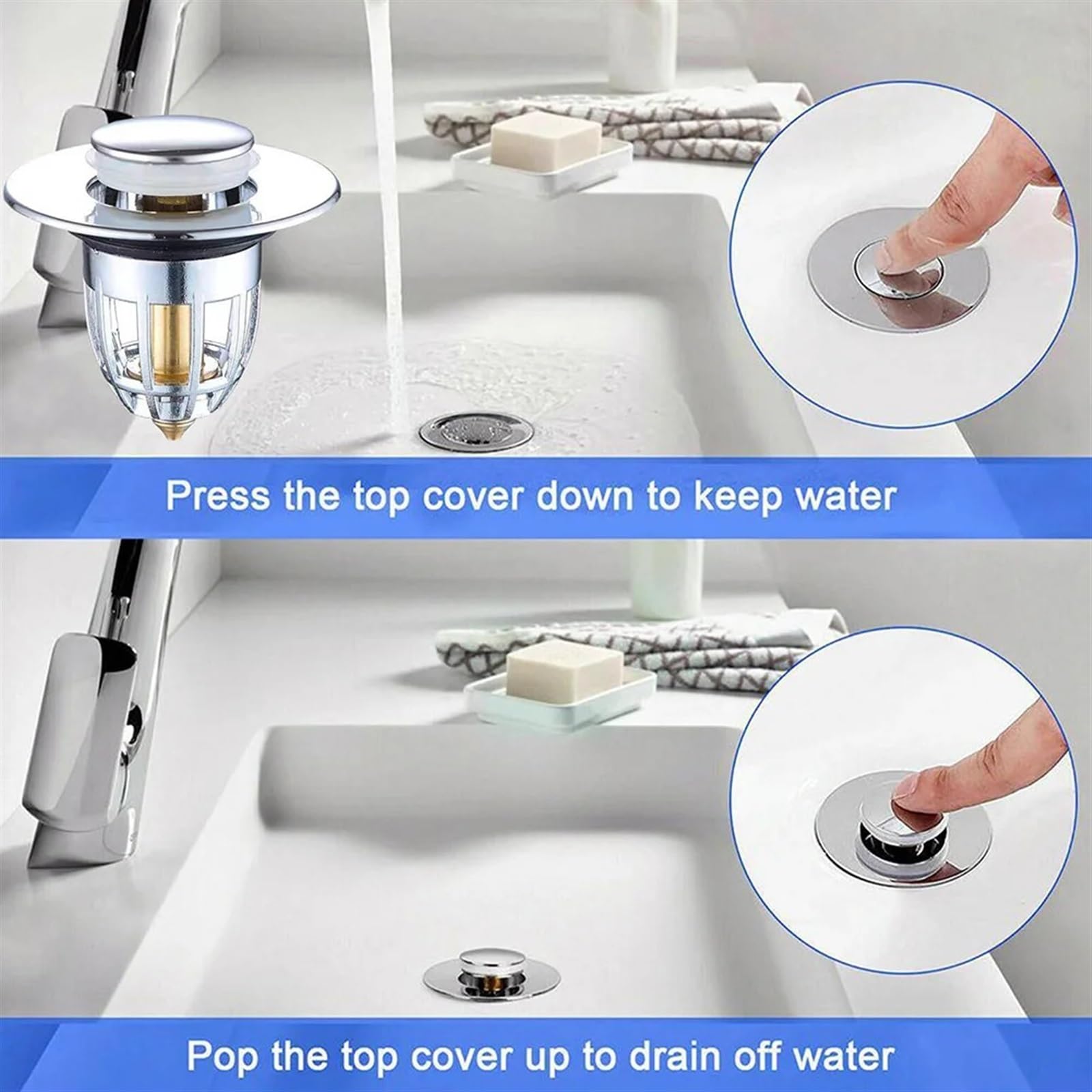 Pop-up Drain Filter Bathroom Shower Sink Filter Plug Wash Basin Hair Sink Strainer Kitchen Bathtub Stopper