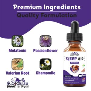 Natural Dog Sleep Aid - Sleep Aid for Dogs - Dog Melatonin - Promotes Deep, Restful Sleep in Dogs - Melatonin for Dogs - Dog Calming - Calming for Dogs - Dog Anxiety Relief - 1 fl oz