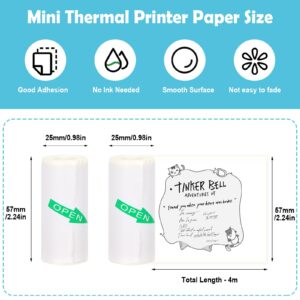 9 Rolls Mini Thermal Sticker Paper for Phomemo M02/T02 Mini Printer, Thermal Printer Paper with 57x25mm, Mini Thermal Printer Sticker Paper for Photo Journal Notes Memo