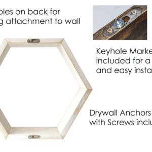 Farm and Posh Large Hexagon Floating Shelves Set of 4 – Honeycomb Shelf, Crystal Display Shelf, Wood Hexagon Wall Shelves, Farmhouse Display Shelves for Hexagon Wall Decor (Dark Walnut)