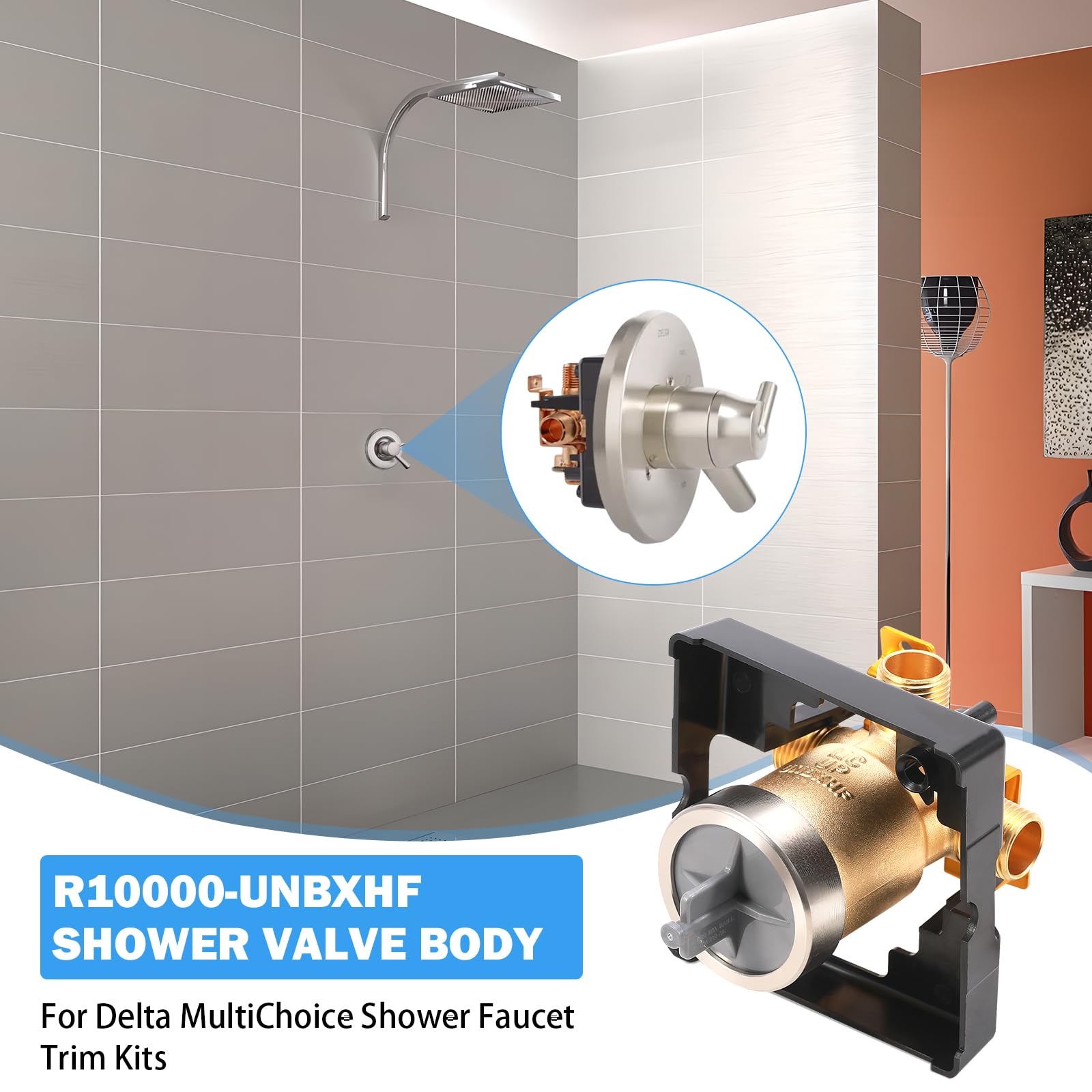 R10000-UNBXHF Universal Shower Valve Body Replacement Delta Faucet R10000 UNBXHF MultiChoice Bathtub and Shower Valve Body for Tub Faucet Trim Kits, Fits Single or Dual Function Delta Faucet Trim Kit