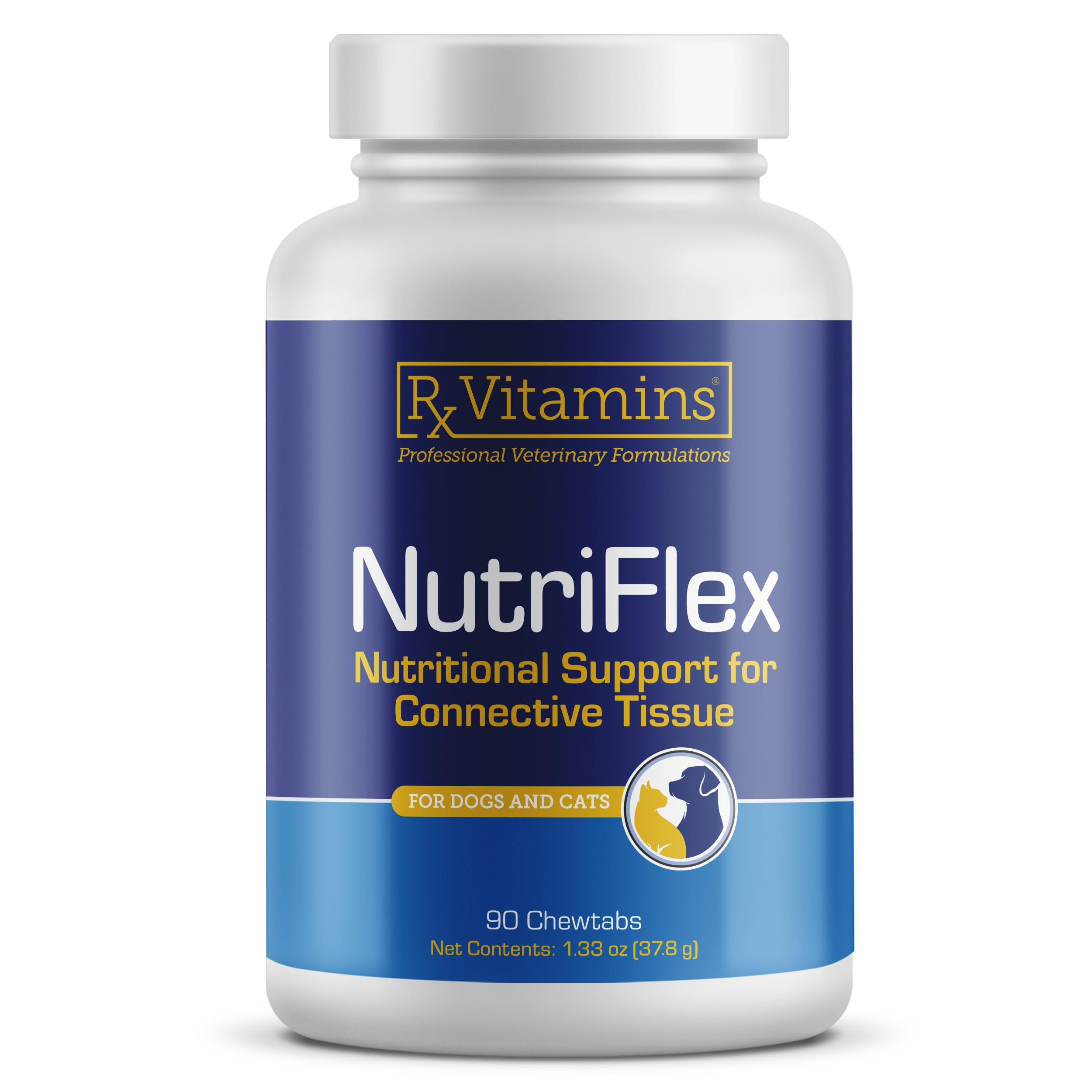 Rx Vitamins NutriFlex for Cats & Dogs - Glucosamine for Dogs Hip and Joint Supplement - with Bovine Collagen and Chondroitin - Joint Pain Relief & Anti Inflammatory for Dogs - Beef Liver (90 Chews)