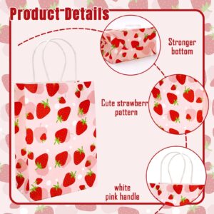 Generic AnyDesign 24Pcs Strawberry Paper Gift Bags with Handles Red Pink Strawberry Party Favor Bags Cute Goodie Candy Treat Bag for Berry Sweet Baby Shower Birthday Wedding Party Supplies