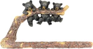 the bridge collection 11.2" hanging black bears towel holder - black bear kitchen items - paper towel holder for cabin, lodge, or mountain decor - black bear toilet paper holder