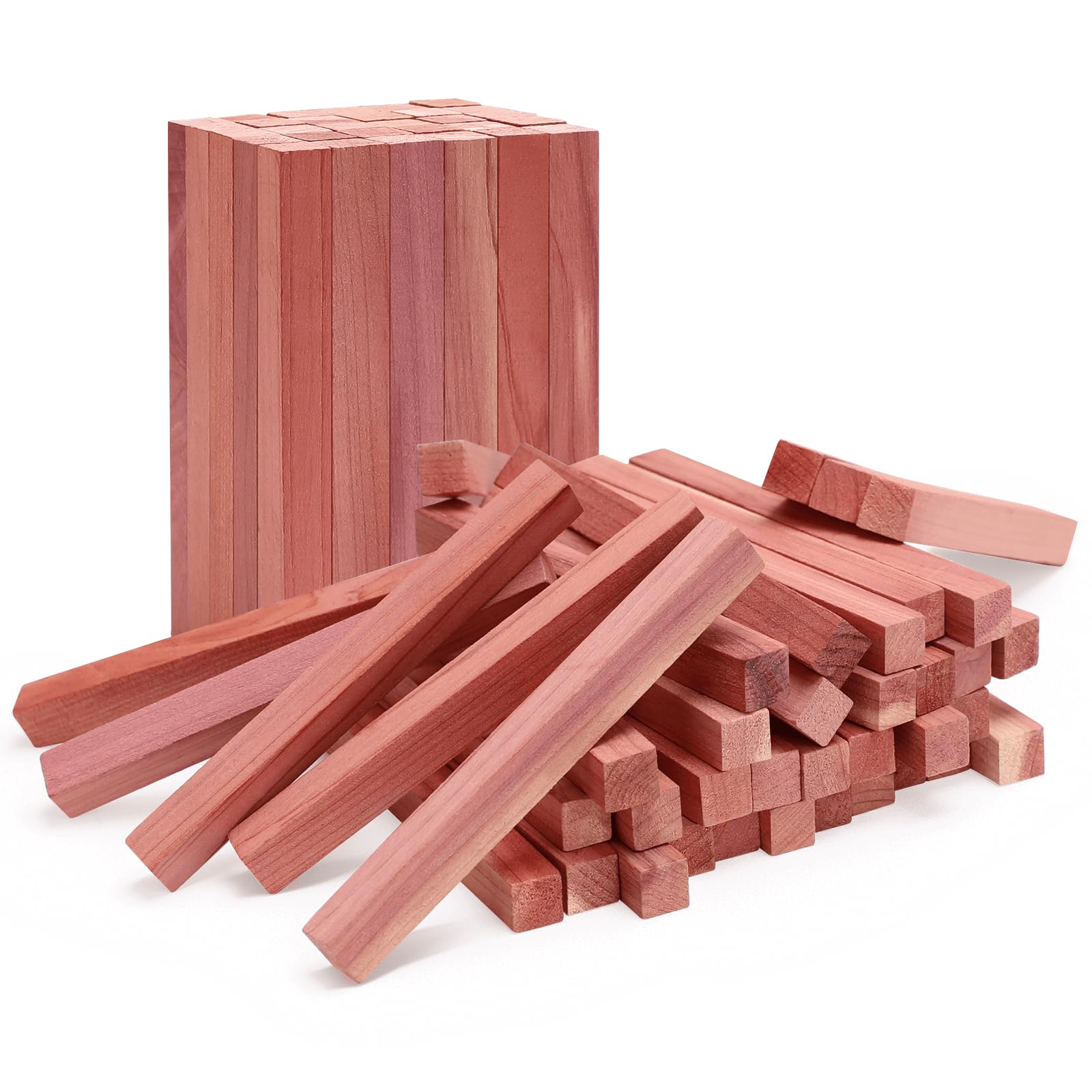 Homode Cedar Blocks for Clothes Storage, 50Pcs Cedar Sticks, Aromatic Red Cedar Wood Chips, Cedar Planks for Closets, Drawers, Wardrobe