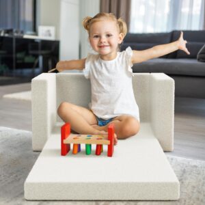 YENING Washable Toddler Couches That Fold Out Kids Couch Bed with Removable Cover Foldable Baby Sofa Chairs Comfy Toddlers 1-3