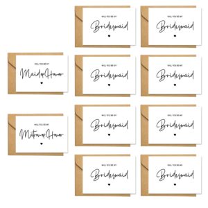 partygifts&beyond 10 pcs bridesmaid card will you be my bridesmaid card bridesmaid proposal card,8 bridesmaid card 1 maid of honor card 1 matron of honor card with 10 envelopes(white)