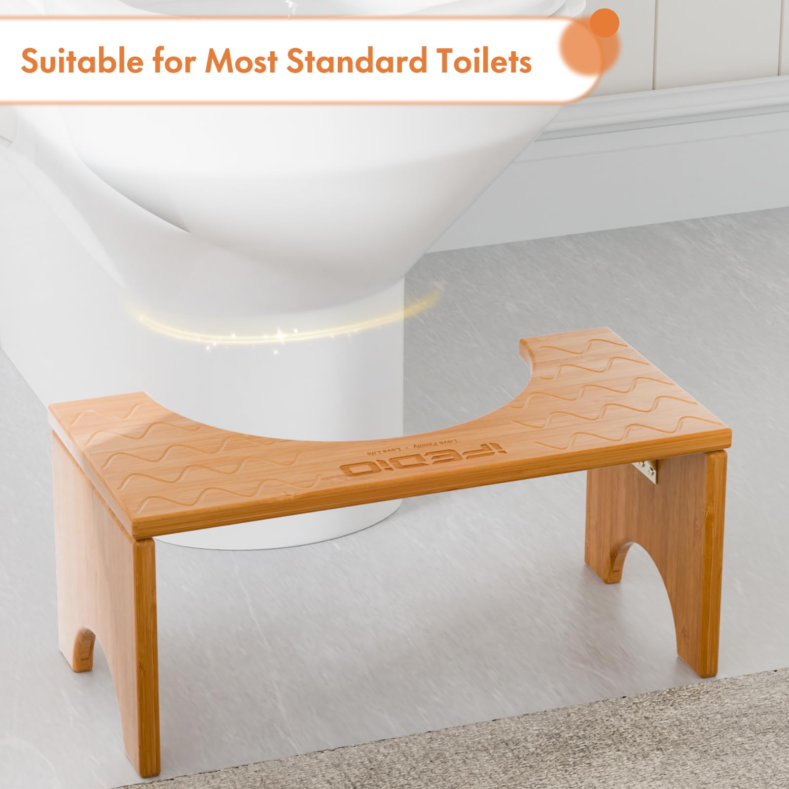 iFedio Toilet Stool, Poop Stool,Bamboo 7 Inch Toilet Potty Stool, Foldable Squat Stool Potty with Anti Slip Layer,Toilet Stool Squat Adult