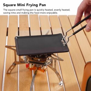 Grill Pan, Portable Griddle Pan Iron Stove Top Camping Pan Mini Square Griddle Pan with Detachable Handle for Outdoor 5.1x3.3x0.1in