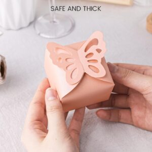 VGOODALL 50PCS Small Favor Boxes Pink, 3D Butterfly Candy Boxes Pink Baby Shower Favor Boxes for Wedding Birthday Party Gift Treat Box