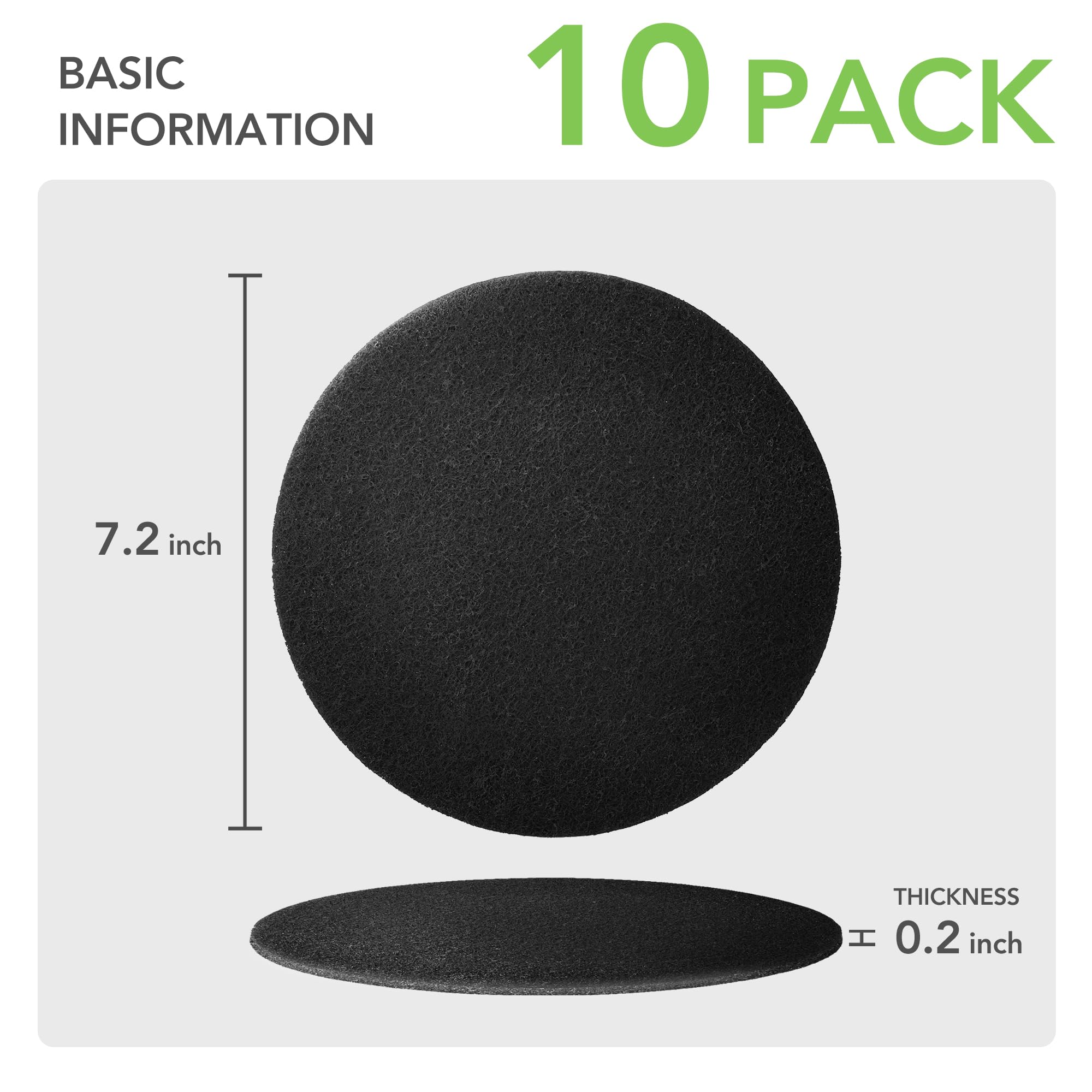 UOU 10 Pack Charcoal Filters for Kitchen Compost Bin,7.2inch Compost Bin Filters Charcoal Replacement,Thickening Activated Charcoal Filter for Compost Bucket Compost Pail