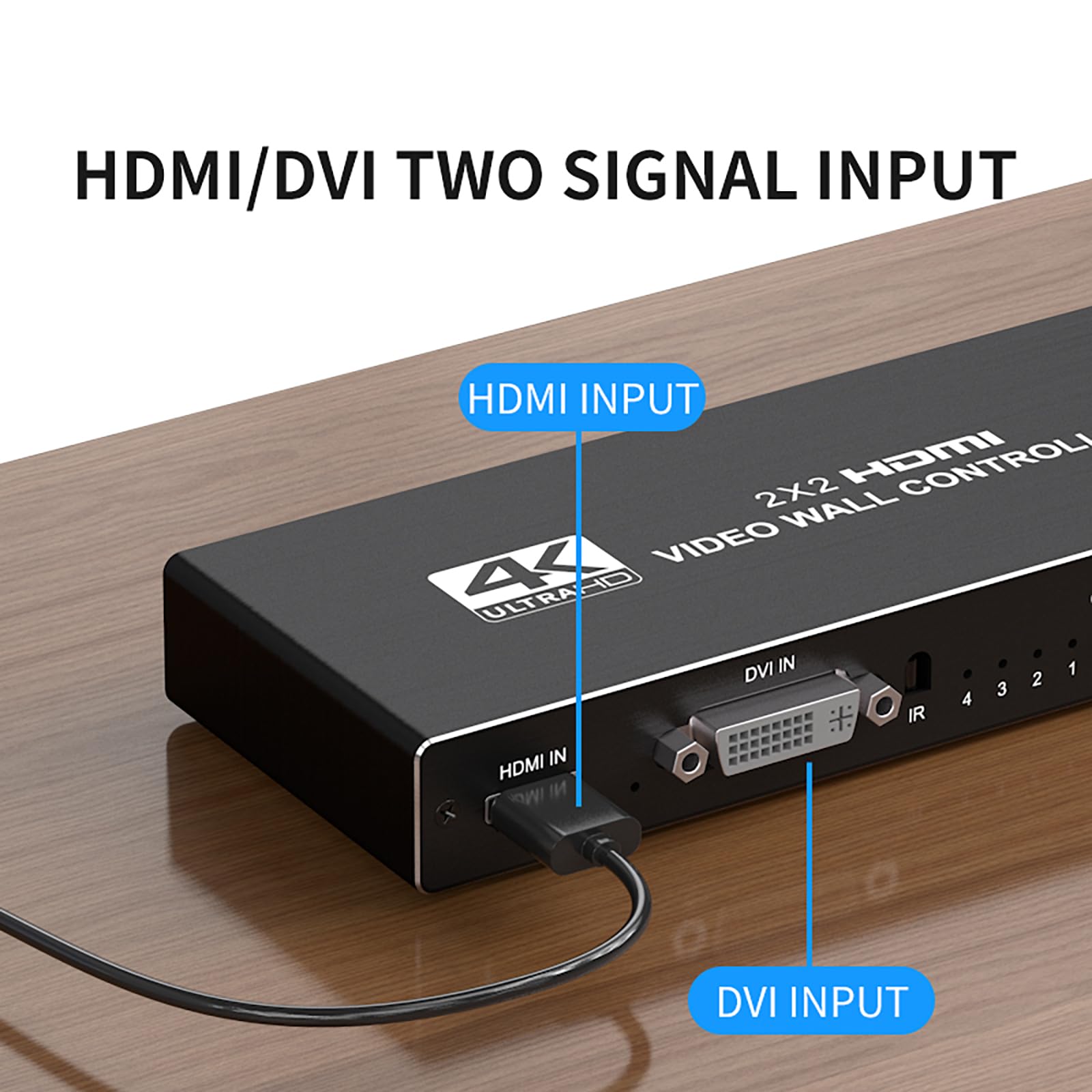 Video Wall Controller 2x2,HDMI 4K Video Wall Processor with RS232,180° Rotate Multiple TV Screens 1 Picture 8 Splicing Modes 1x1,2x2,1x2,1x3,1x4,2x1,3x1,4x1,4 TV Screens into 1 Wall Display