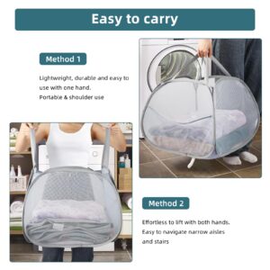 Collapsible Laundry Baskets, 90L Large Foldable Laundry Basket, Durable Mesh Pop Up Hampers for Laundry, Dirty Clothes Laundry Hamper for Bedroom, Bathroom, Dorm, Laundry Room, Travel or Camping Grey